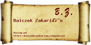 Balczek Zakariás névjegykártya
